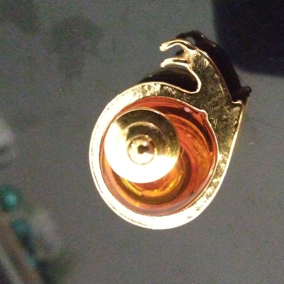 Gold Tone Yellow Lucite Plique-A-Jour Style Snail Pendant - Picture 7 of 7